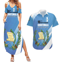 Guatemala Independence Day 1821 Couples Matching Summer Maxi Dress and Hawaiian Shirt Libre crezca fecundo - Wonder Print Shop