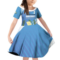 Guatemala Independence Day 1821 Family Matching Off Shoulder Short Dress and Hawaiian Shirt Libre crezca fecundo - Wonder Print Shop