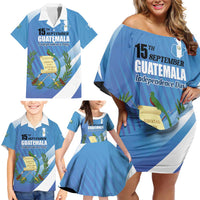 Guatemala Independence Day 1821 Family Matching Off Shoulder Short Dress and Hawaiian Shirt Libre crezca fecundo - Wonder Print Shop