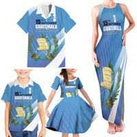 Guatemala Independence Day 1821 Family Matching Tank Maxi Dress and Hawaiian Shirt Libre crezca fecundo - Wonder Print Shop