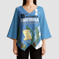 Guatemala Independence Day 1821 Kimono Sleeve Blouse Libre crezca fecundo - Wonder Print Shop