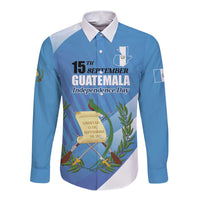 Guatemala Independence Day 1821 Long Sleeve Button Shirt Libre crezca fecundo - Wonder Print Shop