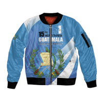 Guatemala Independence Day 1821 Sleeve Zip Bomber Jacket Libre crezca fecundo - Wonder Print Shop