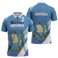 Guatemala Independence Day 1821 Zipper Polo Shirt Libre crezca fecundo - Wonder Print Shop