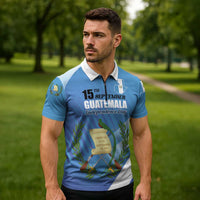Guatemala Independence Day 1821 Zipper Polo Shirt Libre crezca fecundo - Wonder Print Shop