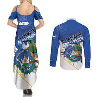 El Salvador Independence Day 1821 Couples Matching Summer Maxi Dress and Long Sleeve Button Shirt - Wonder Print Shop