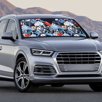 Hawaii Tropicana Blue Pattern Auto Sun Shade - Wonder Print Shop