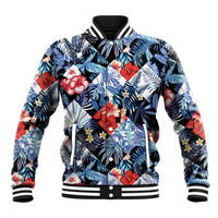 Hawaii Tropicana Blue Pattern Baseball Jacket - Wonder Print Shop