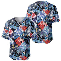 Hawaii Tropicana Blue Pattern Baseball Jersey - Wonder Print Shop