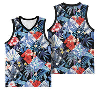 Hawaii Tropicana Blue Pattern Basketball Jersey - Wonder Print Shop