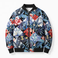 Hawaii Tropicana Blue Pattern Bomber Puffer Jacket - Wonder Print Shop