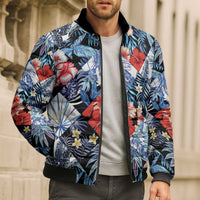 Hawaii Tropicana Blue Pattern Bomber Puffer Jacket - Wonder Print Shop