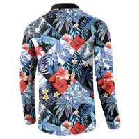 Hawaii Tropicana Blue Pattern Button Sweatshirt - Wonder Print Shop