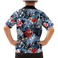 Hawaii Tropicana Blue Pattern Family Matching Mermaid Dress and Hawaiian Shirt - Wonder Print Shop