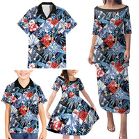 Hawaii Tropicana Blue Pattern Family Matching Puletasi and Hawaiian Shirt - Wonder Print Shop