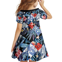 Hawaii Tropicana Blue Pattern Family Matching Tank Maxi Dress and Hawaiian Shirt - Wonder Print Shop