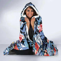 Hawaii Tropicana Blue Pattern Hooded Blanket - Wonder Print Shop