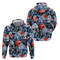 Hawaii Tropicana Blue Pattern Hoodie - Wonder Print Shop