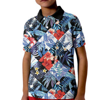 Hawaii Tropicana Blue Pattern Kid Polo Shirt - Wonder Print Shop