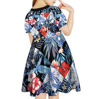 Hawaii Tropicana Blue Pattern Kid Short Sleeve Dress - Wonder Print Shop
