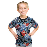 Hawaii Tropicana Blue Pattern Kid T Shirt - Wonder Print Shop