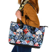 Hawaii Tropicana Blue Pattern Leather Tote Bag - Wonder Print Shop