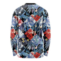 Hawaii Tropicana Blue Pattern Long Sleeve Shirt - Wonder Print Shop