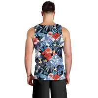 Hawaii Tropicana Blue Pattern Men Tank Top - Wonder Print Shop