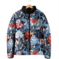 Hawaii Tropicana Blue Pattern Padded Jacket - Wonder Print Shop