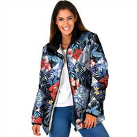 Hawaii Tropicana Blue Pattern Padded Jacket - Wonder Print Shop
