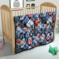 Hawaii Tropicana Blue Pattern Quilt - Wonder Print Shop