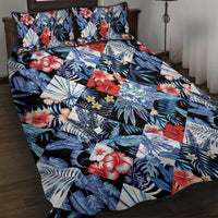 Hawaii Tropicana Blue Pattern Quilt Bed Set - Wonder Print Shop