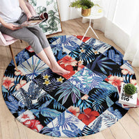 Hawaii Tropicana Blue Pattern Round Carpet - Wonder Print Shop
