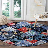 Hawaii Tropicana Blue Pattern Round Carpet - Wonder Print Shop