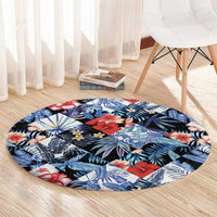Hawaii Tropicana Blue Pattern Round Carpet - Wonder Print Shop