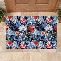 Hawaii Tropicana Blue Pattern Rubber Doormat - Wonder Print Shop