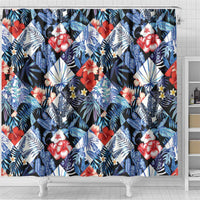 Hawaii Tropicana Blue Pattern Shower Curtain - Wonder Print Shop