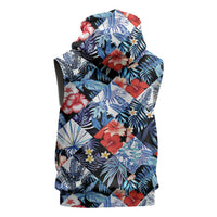 Hawaii Tropicana Blue Pattern Sleeveless Zip Hoodie - Wonder Print Shop