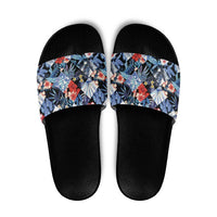 Hawaii Tropicana Blue Pattern Slide Sandals - Wonder Print Shop