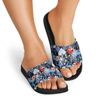 Hawaii Tropicana Blue Pattern Slide Sandals - Wonder Print Shop