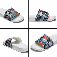 Hawaii Tropicana Blue Pattern Slide Sandals - Wonder Print Shop