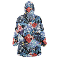 Hawaii Tropicana Blue Pattern Wearable Blanket Hoodie - Wonder Print Shop