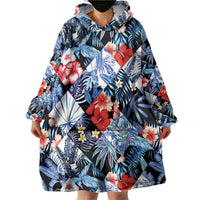 Hawaii Tropicana Blue Pattern Wearable Blanket Hoodie - Wonder Print Shop