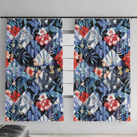 Hawaii Tropicana Blue Pattern Window Curtain - Wonder Print Shop