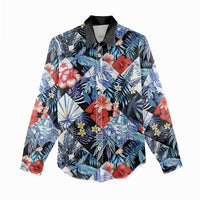 Hawaii Tropicana Blue Pattern Women Casual Shirt - Wonder Print Shop