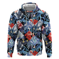Hawaii Tropicana Blue Pattern Zip Hoodie - Wonder Print Shop