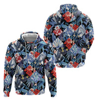 Hawaii Tropicana Blue Pattern Zip Hoodie - Wonder Print Shop