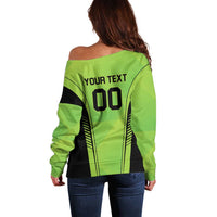 Custom Lahore Cricket Qalandars Off Shoulder Sweater Dama Dam Mast Qalandar - Wonder Print Shop