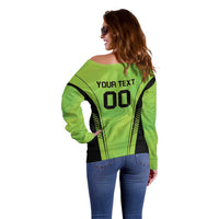 Custom Lahore Cricket Qalandars Off Shoulder Sweater Dama Dam Mast Qalandar - Wonder Print Shop