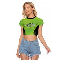 Custom Lahore Cricket Qalandars Raglan Cropped T Shirt Dama Dam Mast Qalandar - Wonder Print Shop